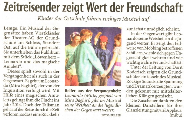 Pressebericht der LZ zum Musical Loewenherz